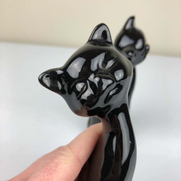 VTG Set of 2 MCM 6" Tall Black Cat Figurines Moder - Picture 7 of 10